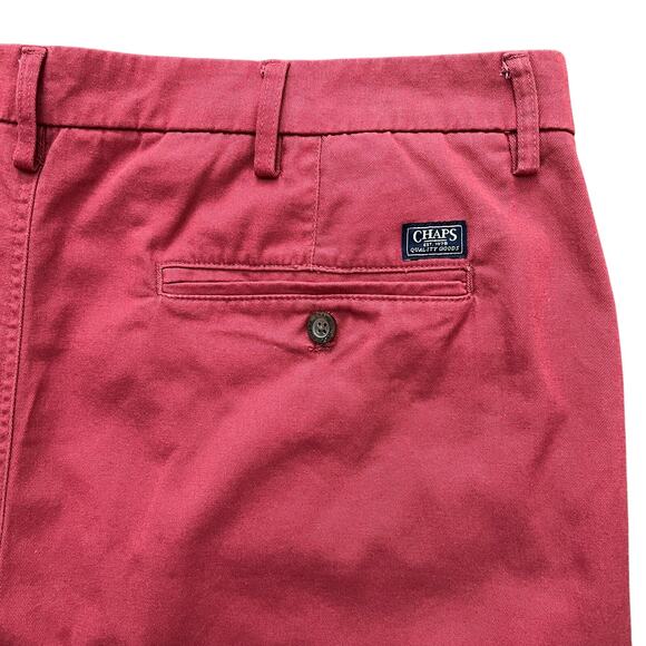 Chaps Men's Saltwater Red Bermuda Chino‎ Flat Front Slash Pockets Shorts Size 38 - Picture 7 of 7